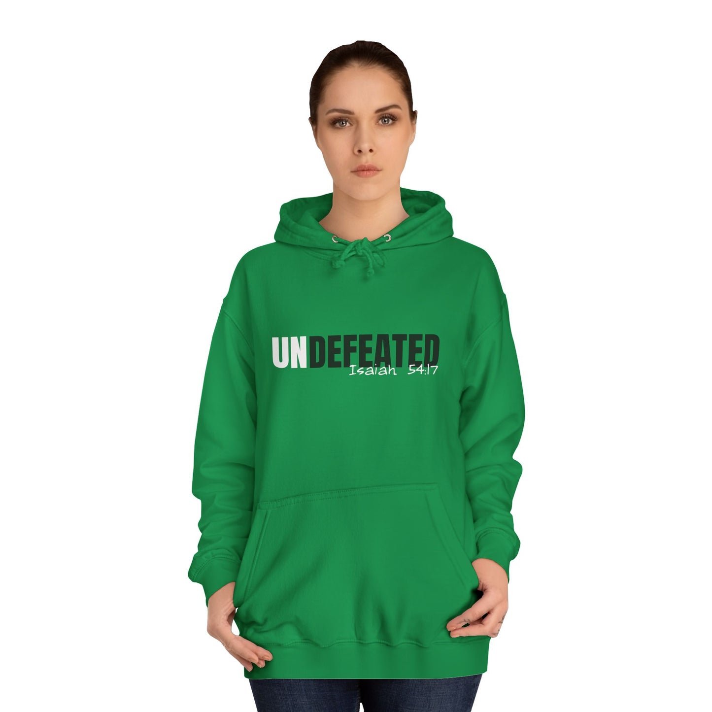 Unisex Inspirational Hoodie - 'UNDEFEATED' Isaiah 5417 - Cozy College Spirit Wear