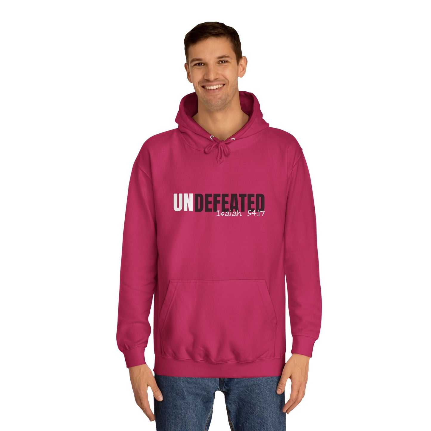 Unisex Inspirational Hoodie - 'UNDEFEATED' Isaiah 5417 - Cozy College Spirit Wear