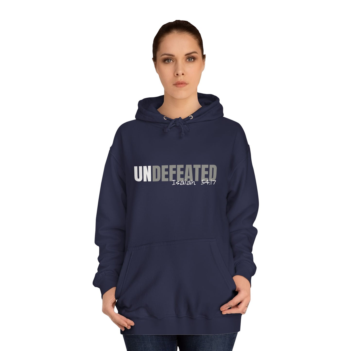 Unisex Inspirational Hoodie - 'UNDEFEATED' Isaiah 5417 - Cozy College Spirit Wear