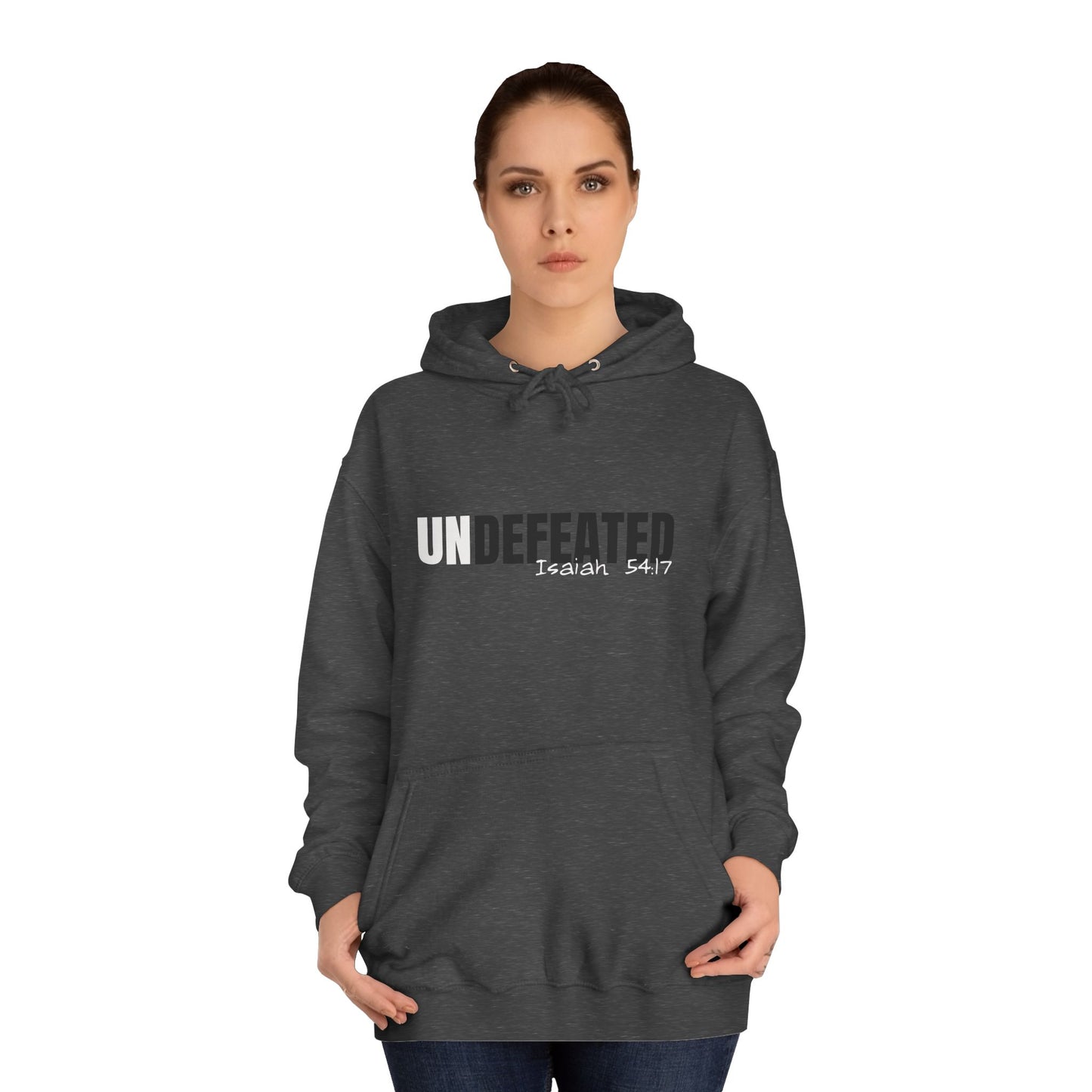 Unisex Inspirational Hoodie - 'UNDEFEATED' Isaiah 5417 - Cozy College Spirit Wear