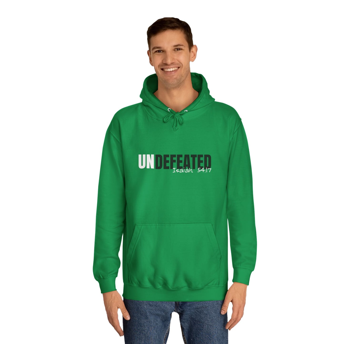 Unisex Inspirational Hoodie - 'UNDEFEATED' Isaiah 5417 - Cozy College Spirit Wear