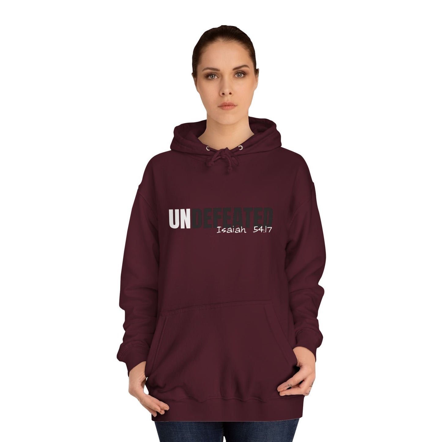 Unisex Inspirational Hoodie - 'UNDEFEATED' Isaiah 5417 - Cozy College Spirit Wear