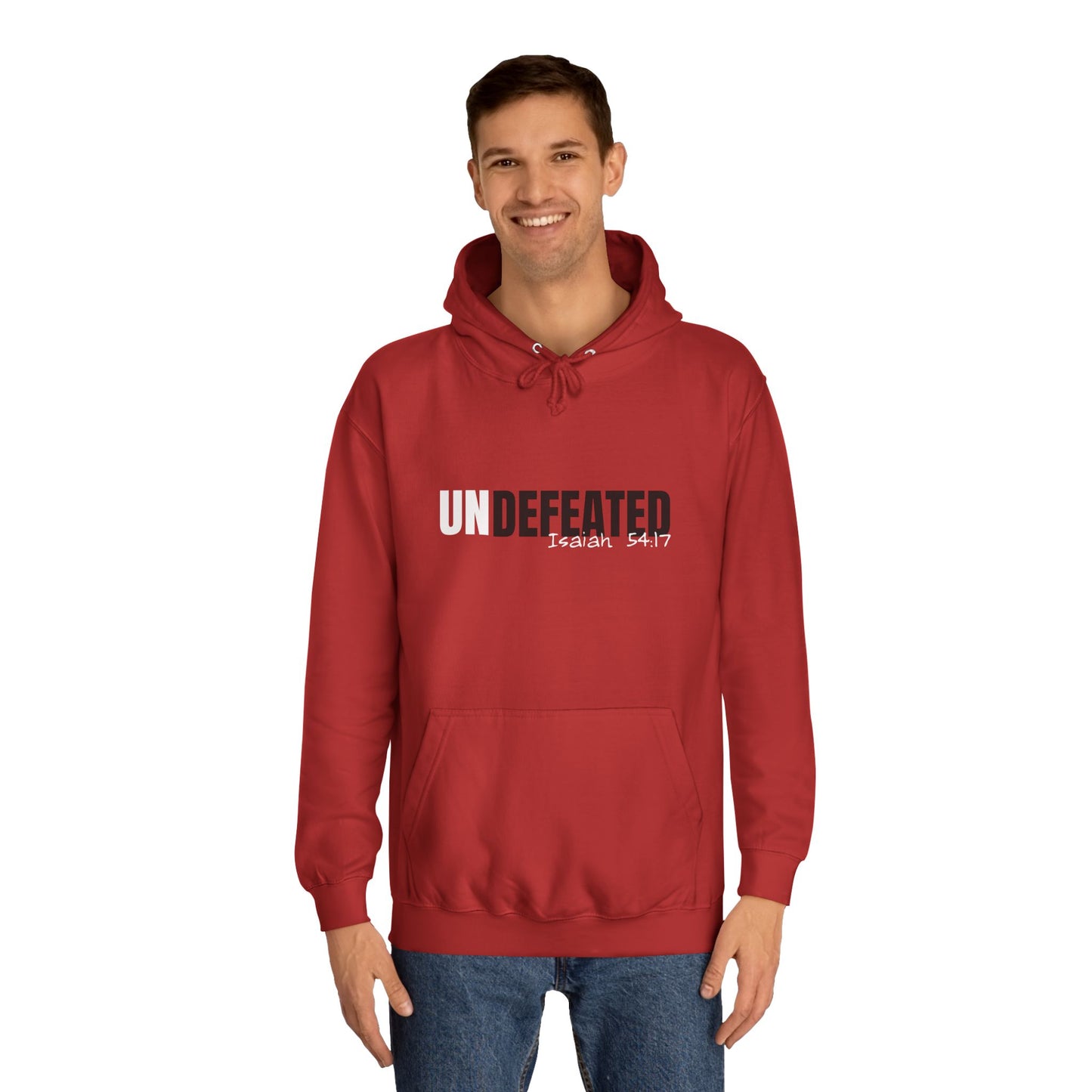Unisex Inspirational Hoodie - 'UNDEFEATED' Isaiah 5417 - Cozy College Spirit Wear