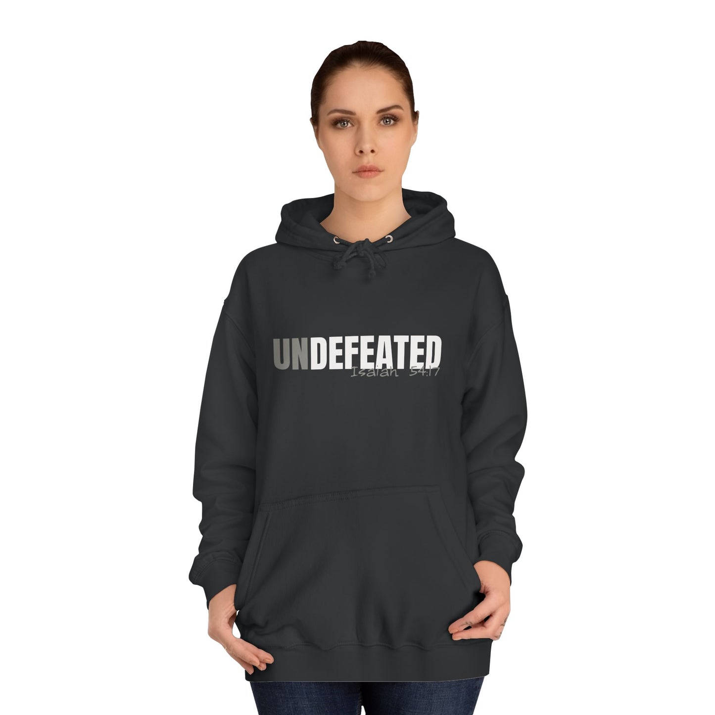 Unisex Inspirational Hoodie - 'UNDEFEATED' Isaiah 5417 - Cozy College Spirit Wear