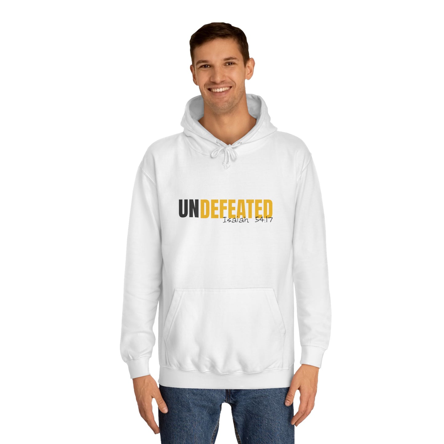 Unisex Inspirational Hoodie - 'UNDEFEATED' Isaiah 5417 - Cozy College Spirit Wear