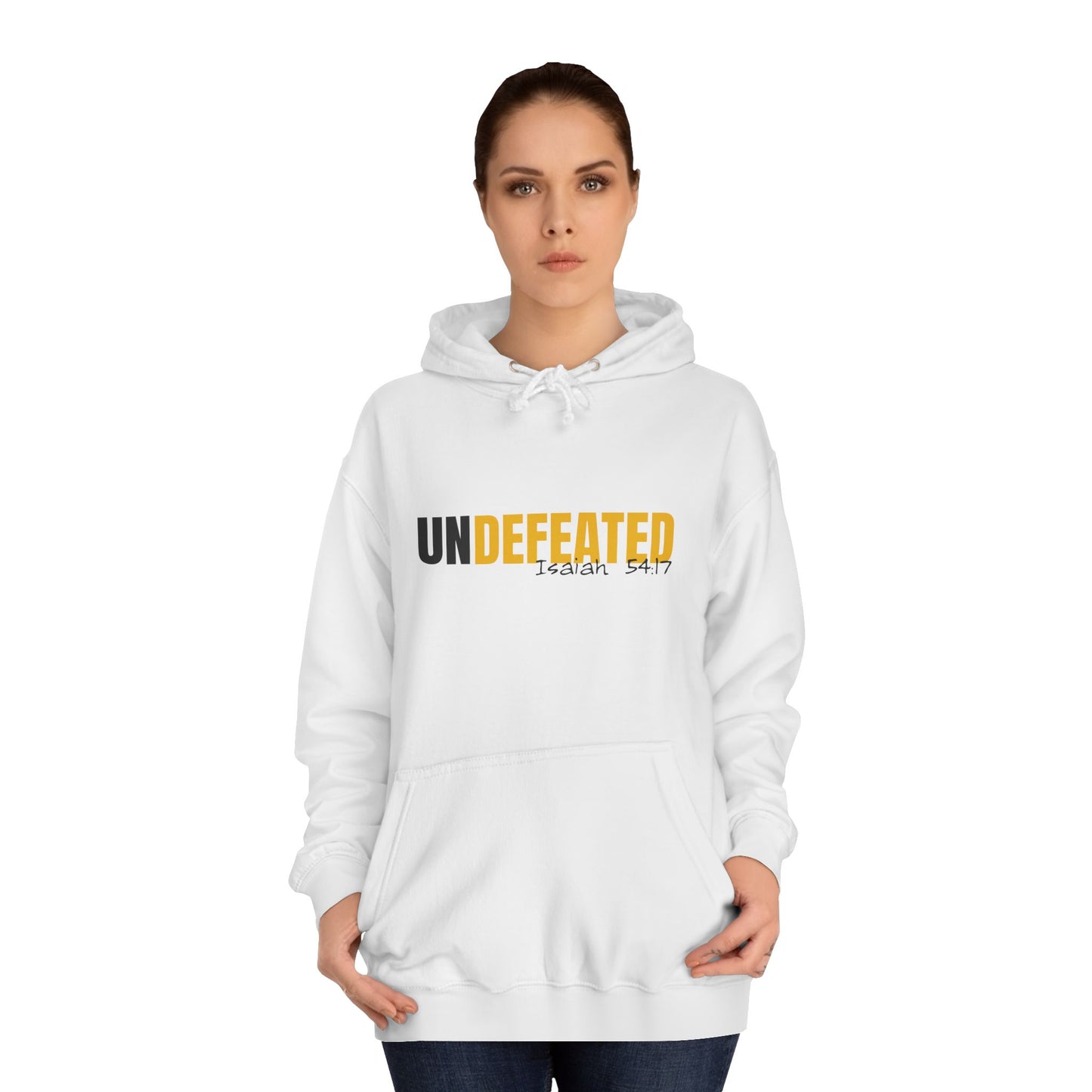 Unisex Inspirational Hoodie - 'UNDEFEATED' Isaiah 5417 - Cozy College Spirit Wear