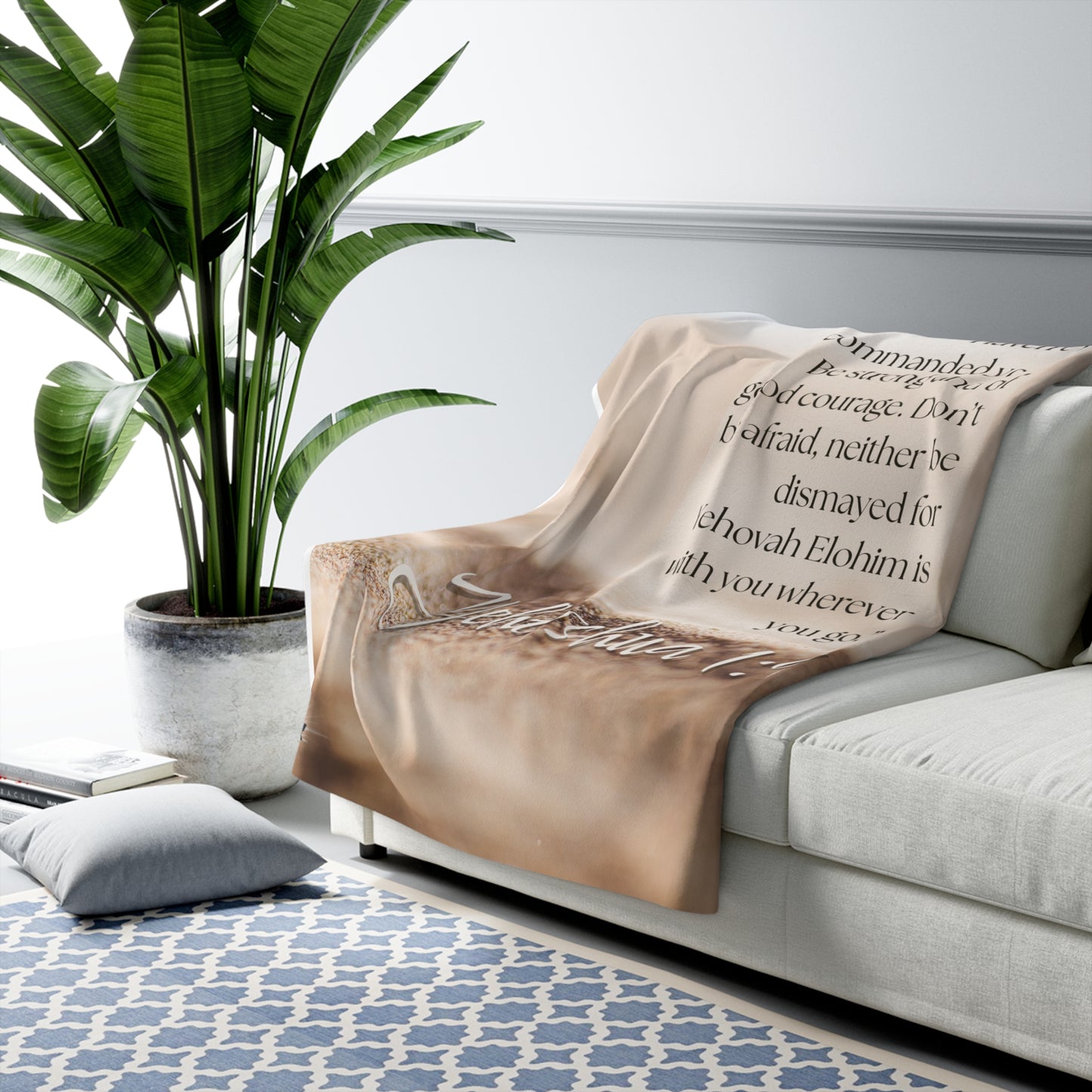 Inspirational Sherpa Fleece Blanket - Cozy Throw for Home, Gift for Friends, Bible Verse Decor, Comfort Blanket, Hebrew Scripture