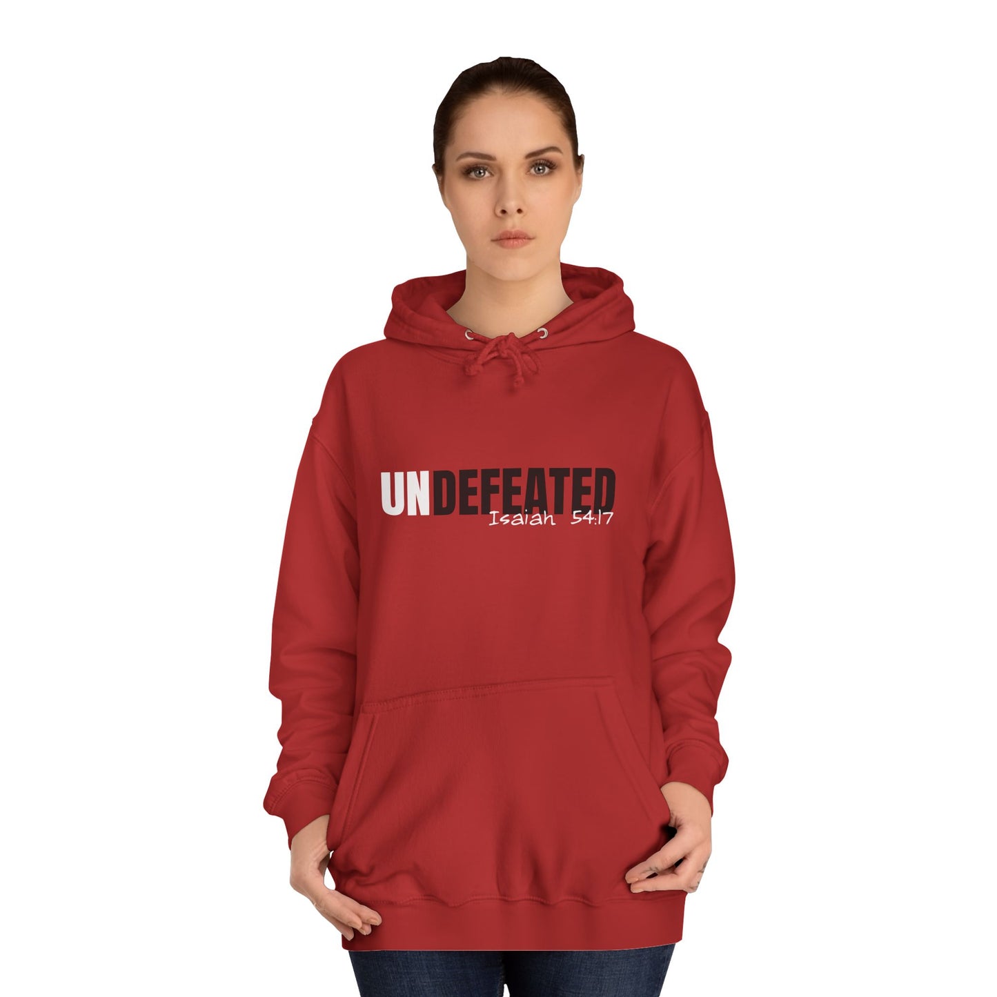 Unisex Inspirational Hoodie - 'UNDEFEATED' Isaiah 5417 - Cozy College Spirit Wear