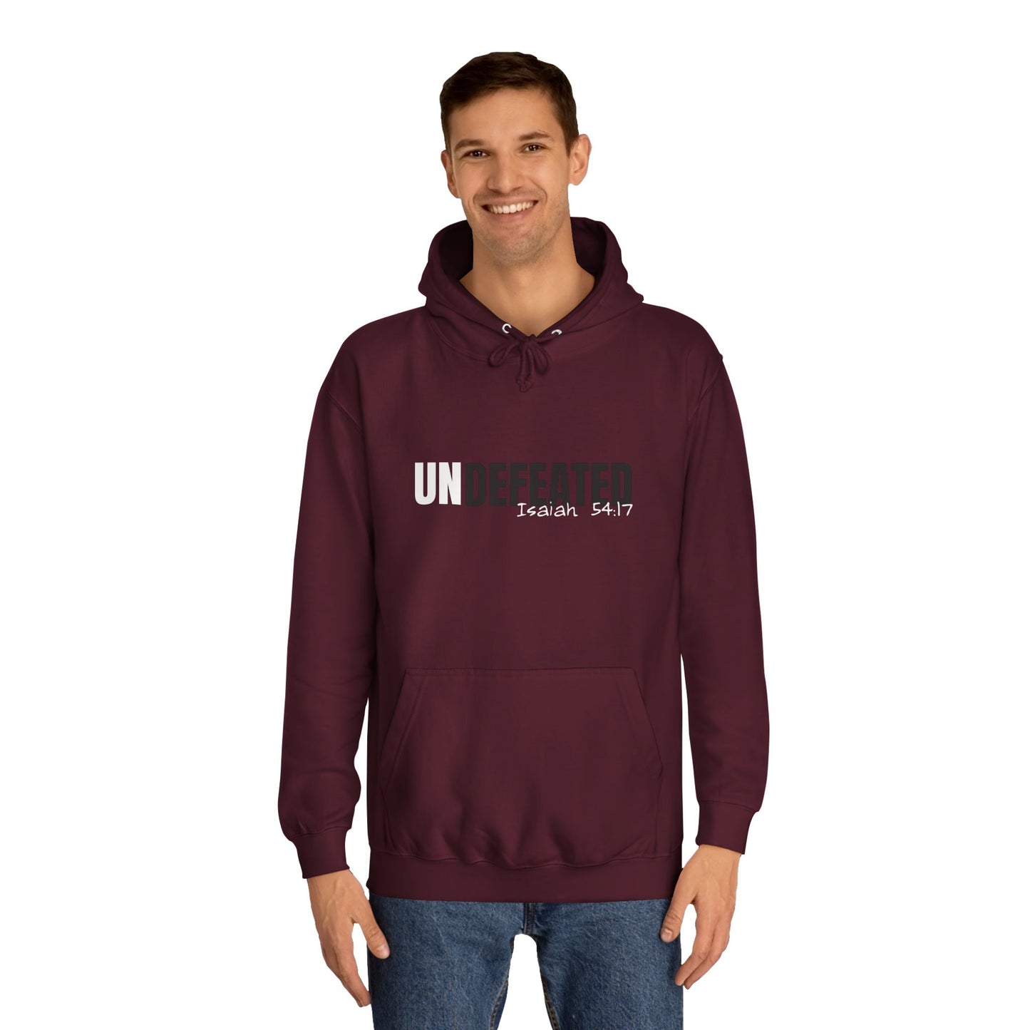 Unisex Inspirational Hoodie - 'UNDEFEATED' Isaiah 5417 - Cozy College Spirit Wear