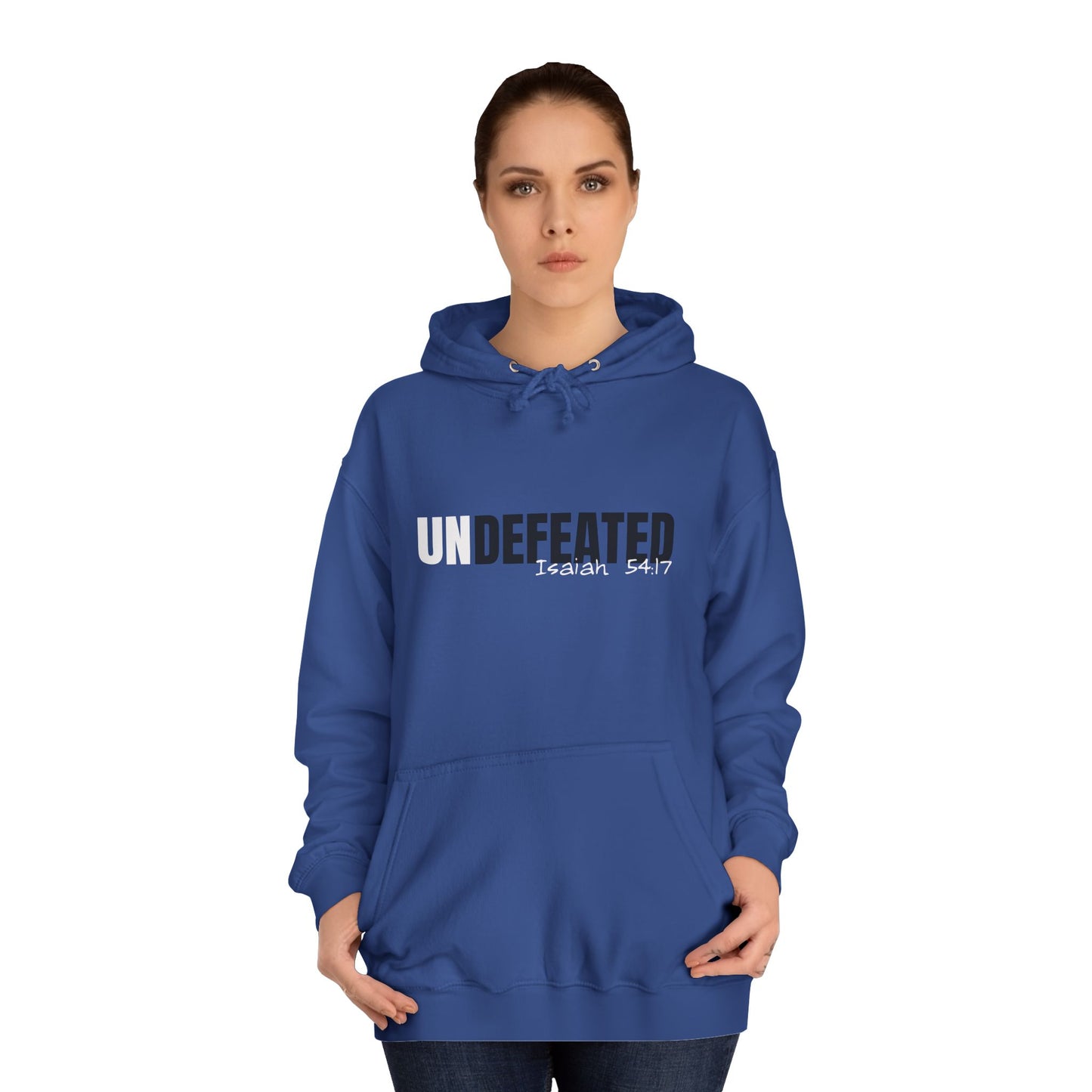 Unisex Inspirational Hoodie - 'UNDEFEATED' Isaiah 5417 - Cozy College Spirit Wear
