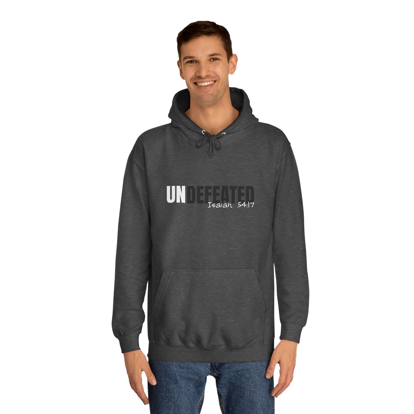 Unisex Inspirational Hoodie - 'UNDEFEATED' Isaiah 5417 - Cozy College Spirit Wear