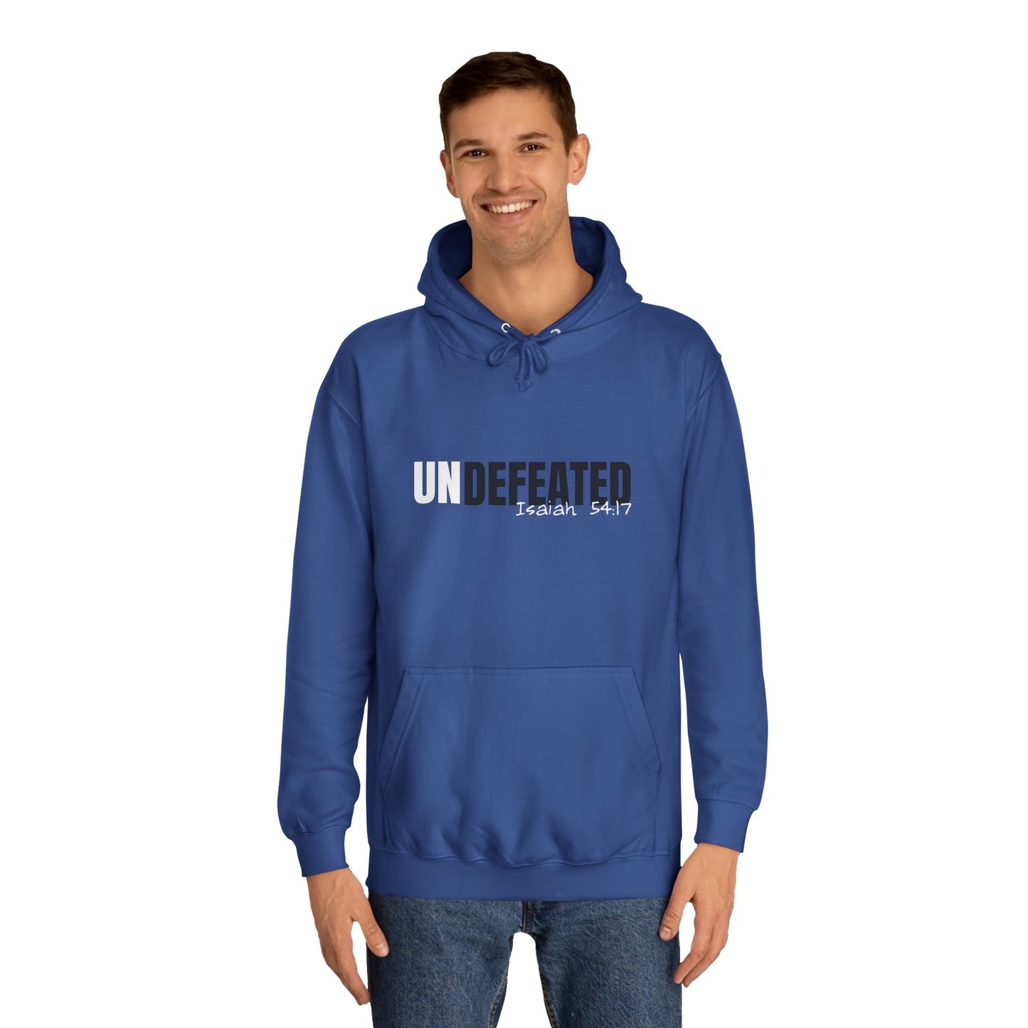 Unisex Inspirational Hoodie - 'UNDEFEATED' Isaiah 5417 - Cozy College Spirit Wear
