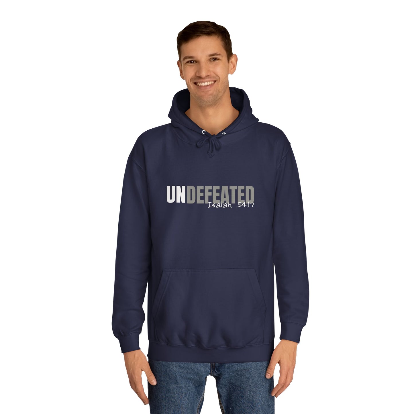 Unisex Inspirational Hoodie - 'UNDEFEATED' Isaiah 5417 - Cozy College Spirit Wear