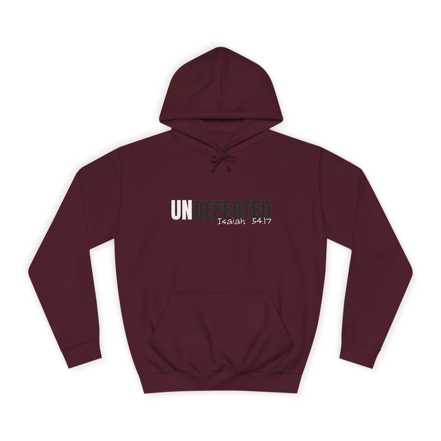 Unisex Inspirational Hoodie - 'UNDEFEATED' Isaiah 5417 - Cozy College Spirit Wear
