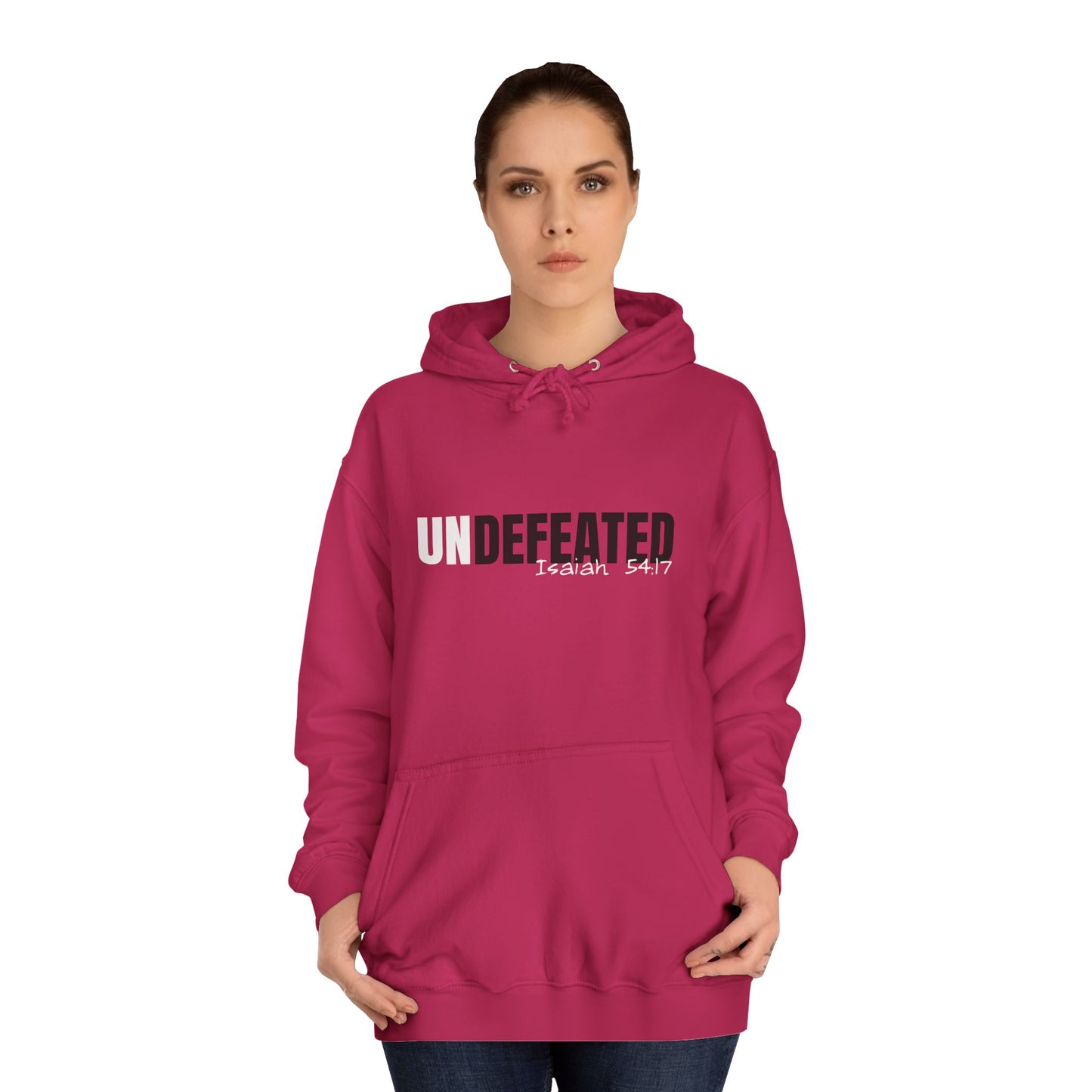 Unisex Inspirational Hoodie - 'UNDEFEATED' Isaiah 5417 - Cozy College Spirit Wear